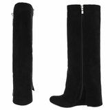 Hoge zwarte suede laars met omslag Calista_