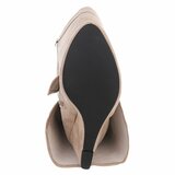 Hoge kaki bruine suede laars met omslag Calista_