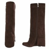 Hoge bruine suede laars met omslag Calista_