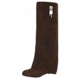 Hoge bruine suede laars met omslag Calista_