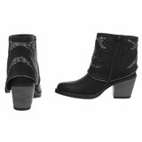 Zwarte suede enkellaarsje met omslag Alondra_
