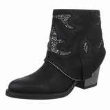 Zwarte suede enkellaarsje met omslag Alondra_