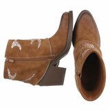 Camel suede enkellaarsje met omslag Alondra_