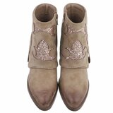 Kaki bruine suede enkellaarsje met omslag Alondra_