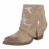 Kaki bruine suede enkellaarsje met omslag Alondra_