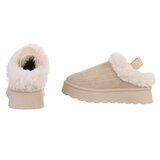 Beige suede lage winter mule Linda_