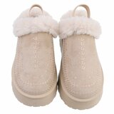 Beige suede lage winter mule Linda_