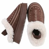 Bruine suede lage winter mule Linda_