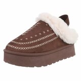 Bruine suede lage winter mule Linda_