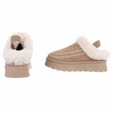 Kaki bruine suede lage winter mule Linda_