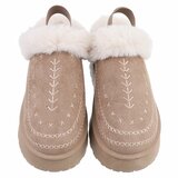 Kaki bruine suede lage winter mule Linda_