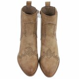 Kaki bruin western-biker enkellaarsje Delphine_