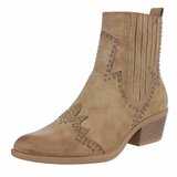 Kaki bruin western-biker enkellaarsje Delphine_