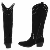 Hoge zwarte suede western-biker laars Charis_