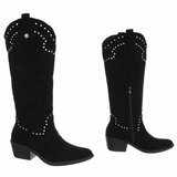 Hoge zwarte suede western-biker laars Charis_
