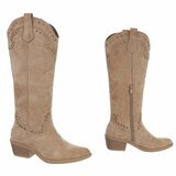 Hoge kaki bruine suede western-biker laars Charis_