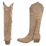 Hoge kaki bruine suede western-biker laars Charis_