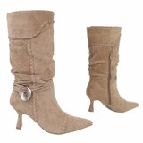 Kaki bruine midi suede laars Caprice_