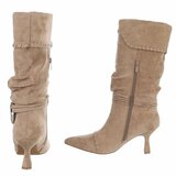 Kaki bruine midi suede laars Caprice_