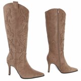 Hoge licht bruine suede western-biker laars Carissa_