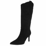 Hoge zwarte suede western-biker laars Carissa_