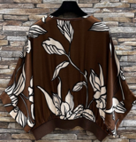 Bruine gilet in satin met bloemenprint_