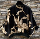 Zwarte gilet in satin met bloemenprint_