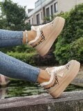 Kaki bruine lage sneaker Amanda met animal print _