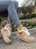 Kaki bruine lage sneaker Amanda met animal print _
