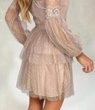 Nude transparante kanten midi jurk bohemian elegance_