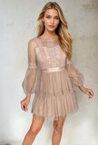Nude transparante kanten midi jurk bohemian elegance_
