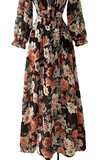 Sierlijke zwarte maxi jurk met gekleurde bloemen_
