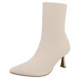 Beige textiel enkellaarsje Carol_