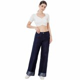  Donker blauwe wide leg jeans broek voor dames_