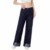  Donker blauwe wide leg jeans broek voor dames_