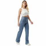  Blauwe wide leg jeans broek voor dames met print_