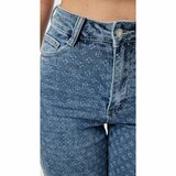  Blauwe wide leg jeans broek voor dames met print_