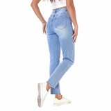  Licht blauwe slim fit jeans broek voor dames in used look_