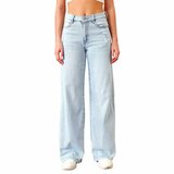  Licht blauwe wide leg jeans broek voor dames in used look_