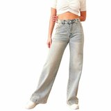  Washed blauwe wide leg jeans broek voor dames in used look_