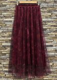 Lange bordeaux rok in ultralicht tulle_