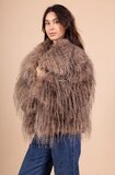 Korte bruine two tone faux fur jas _