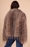 Korte bruine two tone faux fur jas _