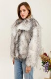 Korte grijze two tone faux fur jas _