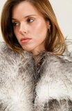 Korte grijze two tone faux fur jas _
