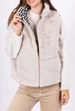 Veste courte beige imprimée à double usage_