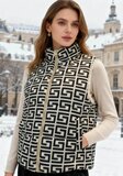 Veste courte beige imprimée à double usage_