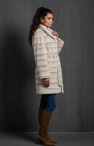Trendy two tone beige midi jas in imitatiebont_