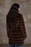 Trendy two tone bruine midi jas in imitatiebont_