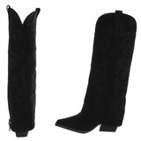 Hoge zwarte suede laars met omslag Chavella_